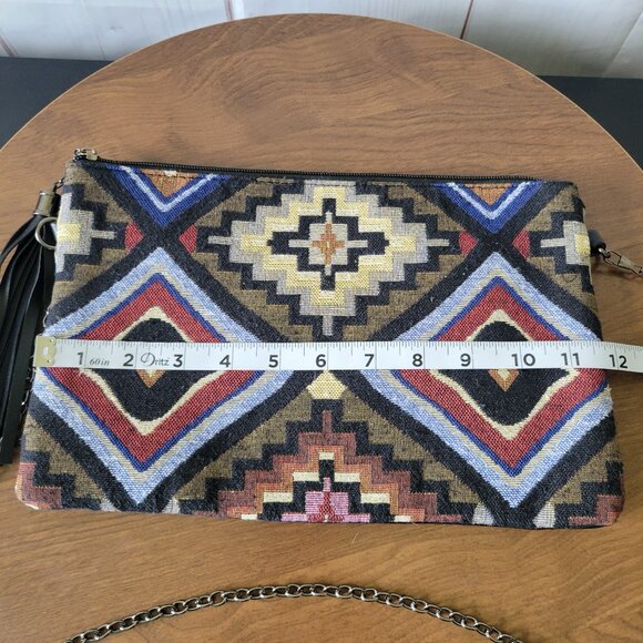 BAM Forever Clutch or Crossbody Purse. Rectangle bag with geometric, tribal EUC - Picture 12 of 14